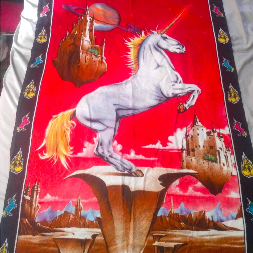 Rare, vintage unicorn fantasy tapestry